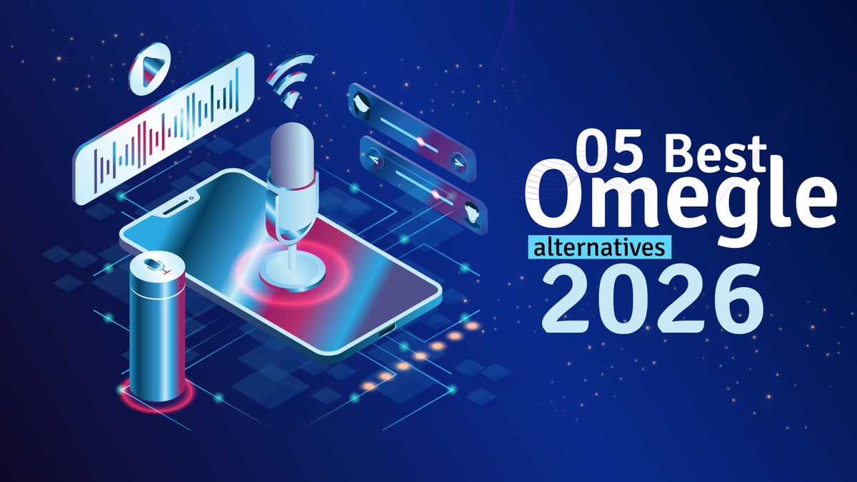 Comparison graphic showing top 5 Omegle alternative platforms for safe anonymous chat in 2026