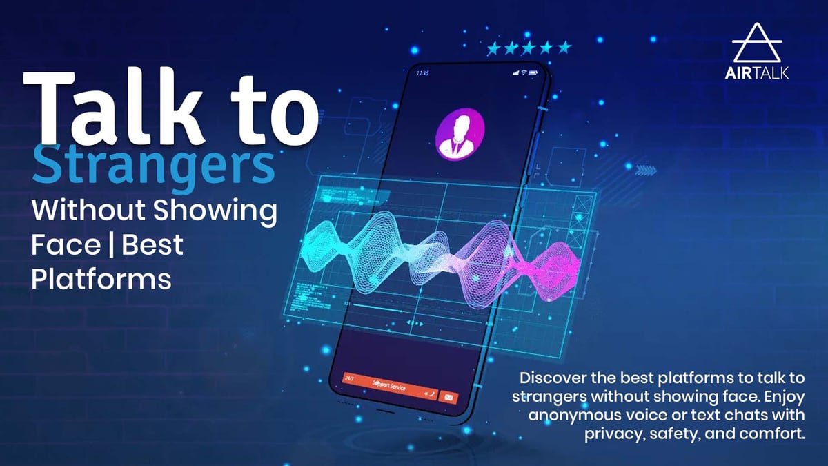 Illustration showing anonymous voice chat platforms where users can talk to strangers without showing their face or using video